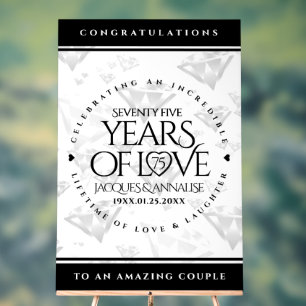 Elegant 75th Diamond Wedding Anniversary Acrylic Sign