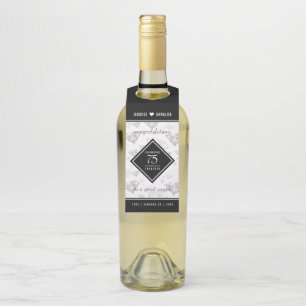Elegant 75th Diamond Wedding Anniversary Bottle Tag