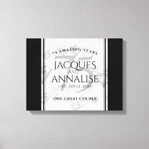 Elegant 75th Diamond Wedding Anniversary Canvas Print
