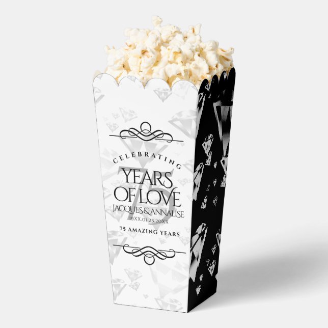 Elegant 75th Diamond Wedding Anniversary Favour Box (Popped)