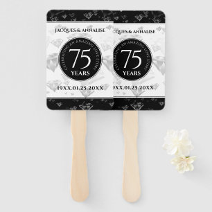 Elegant 75th Diamond Wedding Anniversary Hand Fan