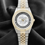 Elegant 75th Diamond Wedding Anniversary Watch<br><div class="desc">Celebrate the 75th diamond wedding anniversary with this commemorative watch! Elegant lettering with stylised diamond confetti on a white background add a memorable touch for this special occasion and extraordinary milestone. Customise with couple's names,  dates of marriage,  and congratulatory messages.

Design © W.H. Sim. See more at zazzle.com/expressionsoccasions</div>