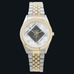 Elegant 75th Diamond Wedding Anniversary Watch<br><div class="desc">Celebrate the 75th diamond wedding anniversary and a love that stands the test of time with this stylish watch! Elegant black and white lettering with stylised diamond confetti on a white background add a memorable touch for this special occasion and extraordinary milestone. Customise with couple's names and dates of marriage....</div>