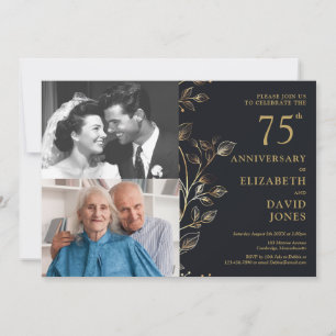 Elegant 75th Wedding Anniversary 2 Photo Invitation