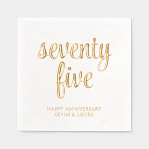 Elegant 75th Wedding Anniversary Gold Foil Napkins