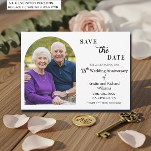 Elegant 75th Wedding Anniversary Photo Save The Date