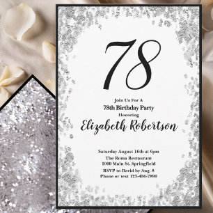 Elegant 78th Birthday Invitation For Her in Silver
