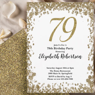 Elegant 79th Birthday Invitation With Gold Sequins