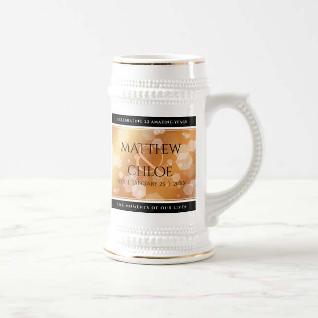 Elegant 7th 22nd 49th Copper Wedding Anniversary Beer Stein (Right)