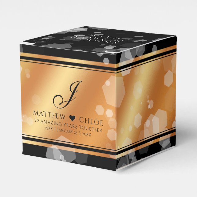 Elegant 7th 22nd 49th Copper Wedding Anniversary Favour Box (Front Side)