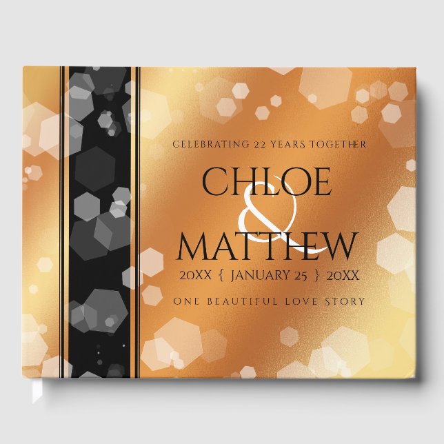 Elegant 7th 22nd 49th Copper Wedding Anniversary Guest Book (Front)