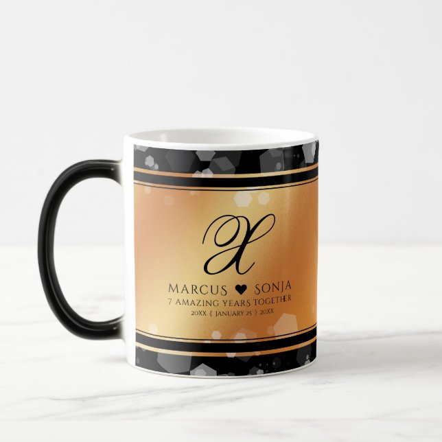 Elegant 7th 22nd 49th Copper Wedding Anniversary Magic Mug (Left)