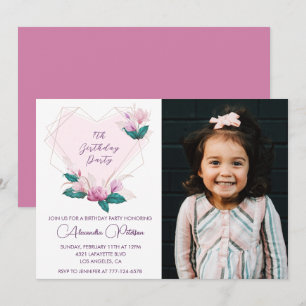 Elegant 7th birthday invitations Floral Photo