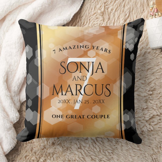 Elegant 7th Copper Wedding Anniversary Celebration Cushion (Blanket)
