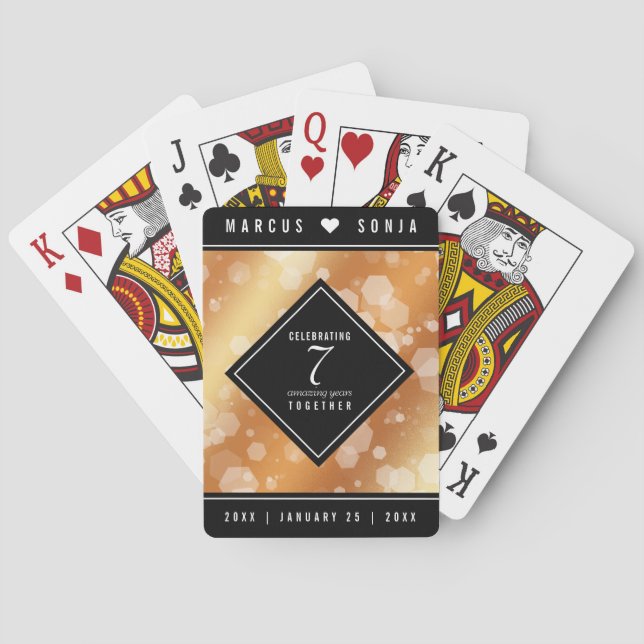 Elegant 7th Copper Wedding Anniversary Celebration Playing Cards (Back)
