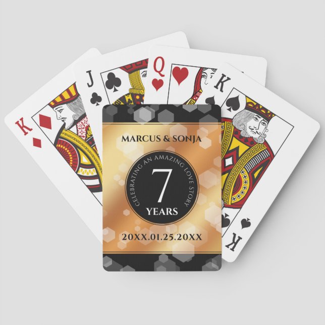 Elegant 7th Copper Wedding Anniversary Celebration Playing Cards (Back)