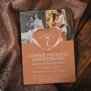 Elegant 7th Copper Wedding Anniversary  Invitation