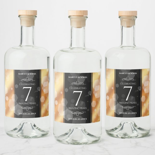 Elegant 7th Copper Wedding Anniversary Liquor Bottle Label (Bottles)
