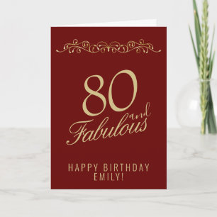 Elegant 80 and Fabulous Ornament 80th Birthday Card