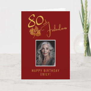 Elegant 80 and Fabulous Twigs 80th Birthday Photo Card
