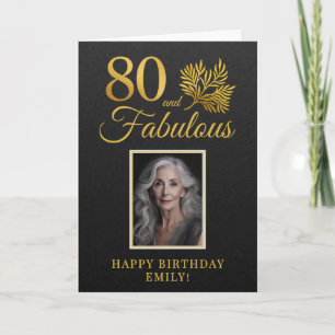 Elegant 80 and Fabulous Twigs 80th Birthday Photo Card