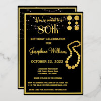 Elegant 80 Eighty Birthday Black REAL Gold