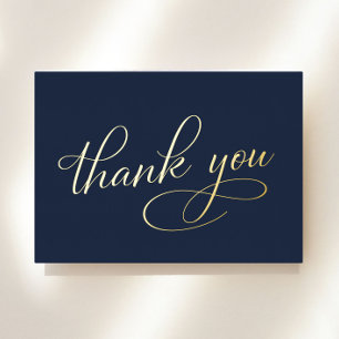 Elegant 80th Birthday Blue Foil Thank You Card