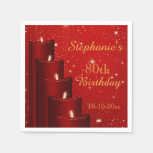 Elegant 80th Birthday Candles With Sparkle Napkin