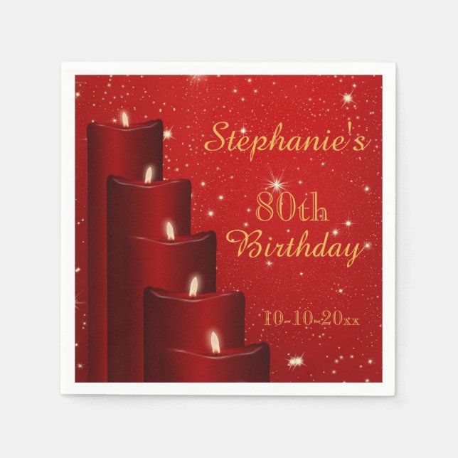 Elegant 80th Birthday Candles With Sparkle Napkin (Front)