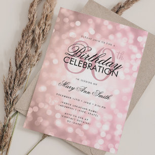 Elegant 80th Birthday Glam Rose Gold Shimmer Light Invitation