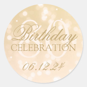 Elegant 80th Birthday Gold Bokeh Sparkle Lights Classic Round Sticker