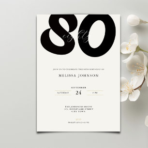 Elegant 80th Birthday Invitation - Minimal Style