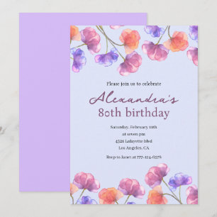 Elegant 80th birthday invitations Boho Floral Chic