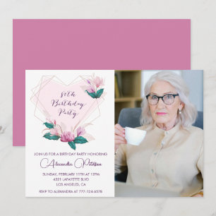 Elegant 80th birthday invitations Floral Photo