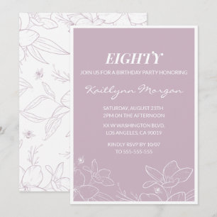 Elegant 80th birthday invitations Modern Floral