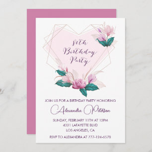 Elegant 80th birthday invitations Pink Floral