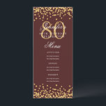 Elegant 80th Birthday Menu Gold Burgundy Confetti Invitation<br><div class="desc">Elegant "Birthday Party Menu" design with faux glitter confetti and custom text.</div>