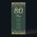 Elegant 80th Birthday Menu Gold Green Confetti Invitation<br><div class="desc">Elegant "Birthday Party Menu" design with faux glitter confetti and custom text.</div>