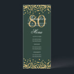 Elegant 80th Birthday Menu Gold Green Confetti Invitation<br><div class="desc">Elegant "Birthday Party Menu" design with faux glitter confetti and custom text.</div>