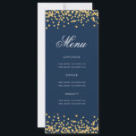 Elegant 80th Birthday Menu Gold Navy Blue Confetti Invitation<br><div class="desc">Elegant "Birthday Party Menu" design with faux glitter confetti & custom text.</div>