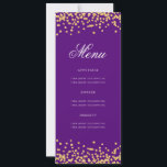 Elegant 80th Birthday Menu Gold Purple Confetti Invitation<br><div class="desc">Elegant "Birthday Party Menu" design with faux glitter confetti & custom text.</div>