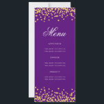 Elegant 80th Birthday Menu Gold Purple Confetti Invitation<br><div class="desc">Elegant "Birthday Party Menu" design with faux glitter confetti & custom text.</div>