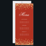 Elegant 80th Birthday Menu Gold Red Confetti Invitation<br><div class="desc">Elegant "Birthday Party Menu" design with faux glitter confetti & custom text.</div>