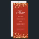 Elegant 80th Birthday Menu Gold Red Confetti Invitation<br><div class="desc">Elegant "Birthday Party Menu" design with faux glitter confetti & custom text.</div>