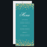 Elegant 80th Birthday Menu Gold Turquoise Confetti Invitation<br><div class="desc">Elegant "Birthday Party Menu" design with faux glitter confetti & custom text.</div>