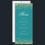 Elegant 80th Birthday Menu Gold Turquoise Confetti Invitation<br><div class="desc">Elegant "Birthday Party Menu" design with faux glitter confetti & custom text.</div>