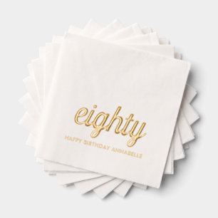 Elegant 80th Birthday Modern Gold Foil Napkins