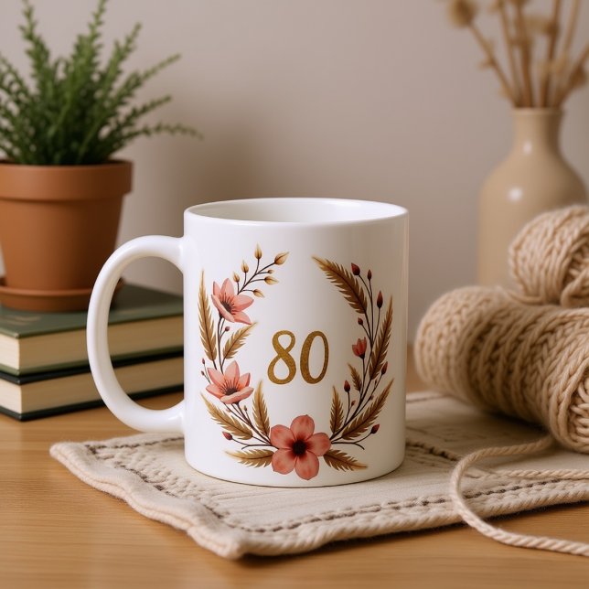 Elegant 80th Birthday Mug for Grandma – Boho Chic (Creator Uploaded)