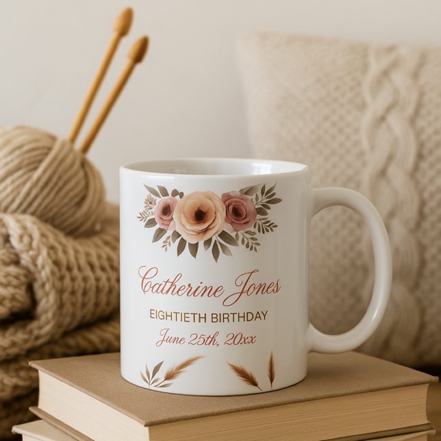 Elegant 80th Birthday Mug for Grandma – Boho Chic (Creator Uploaded)
