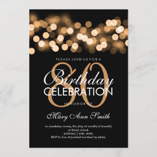 Elegant 80th Birthday Party Gold Hollywood Glam Invitation